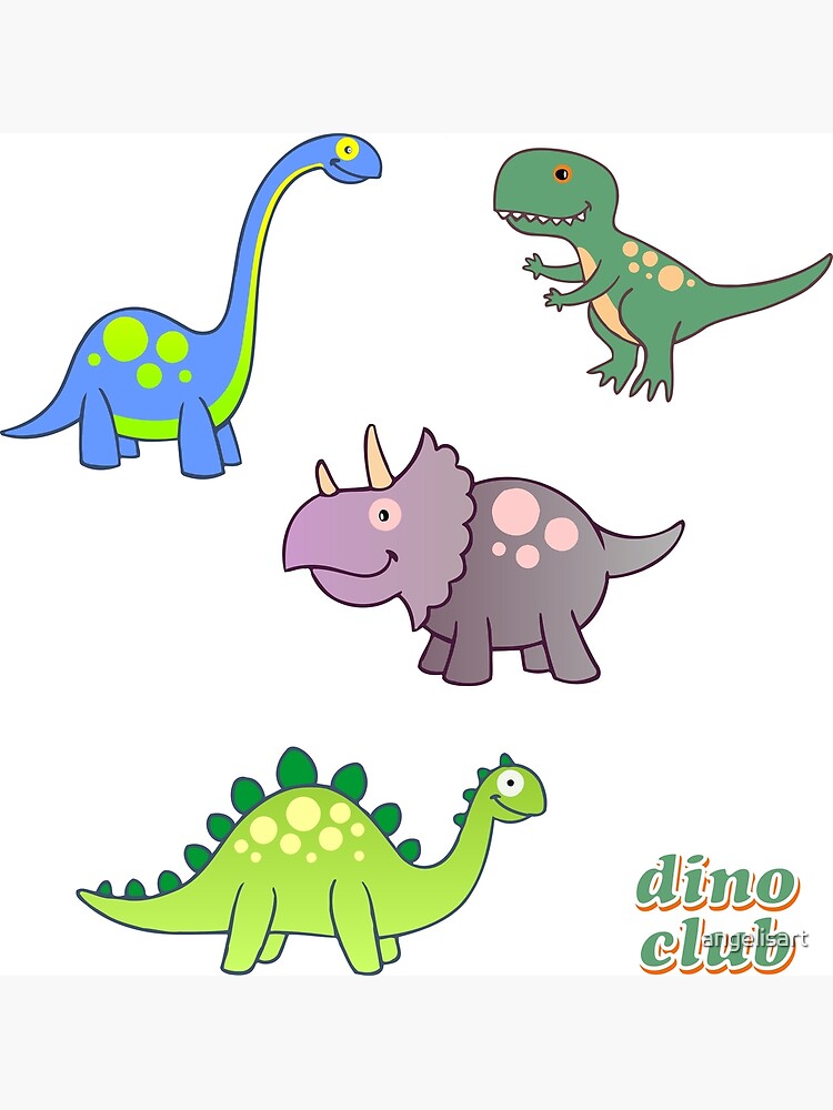 Cute dinosaurs sticker set | Poster