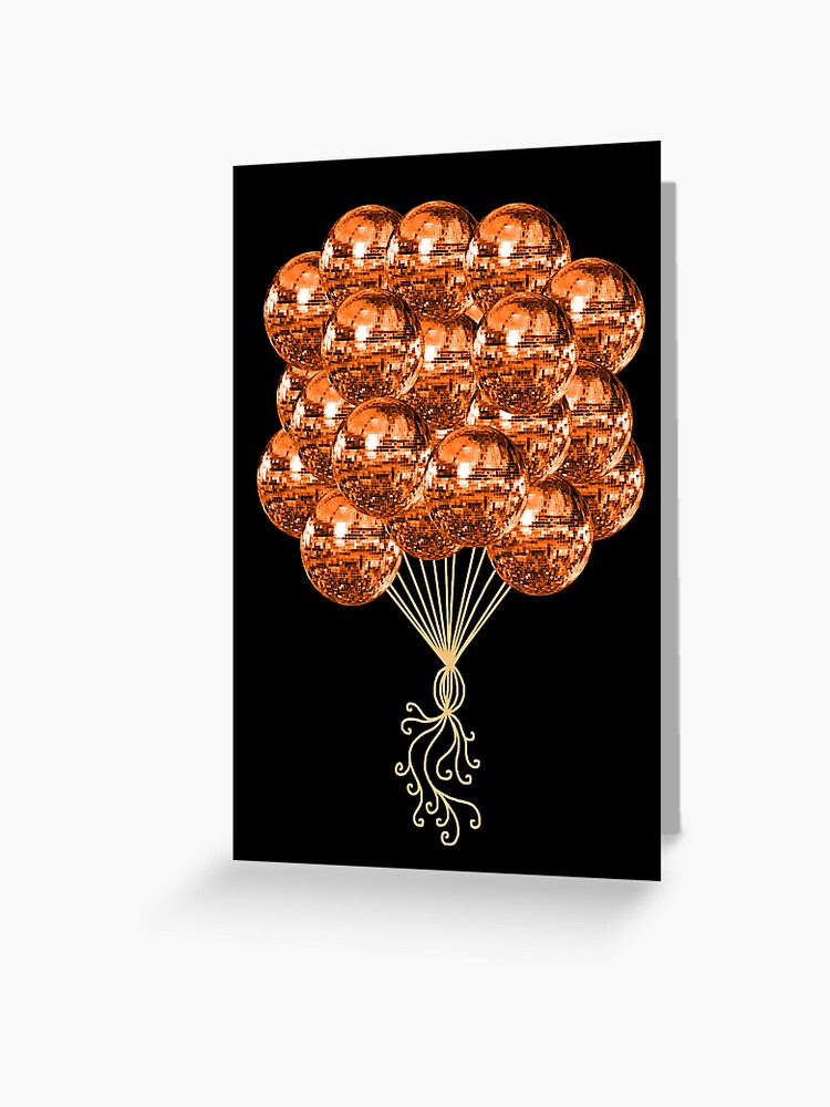 Seventies Orange Disco Ball Balloons Greeting Card for Sale by Deborah  Camp