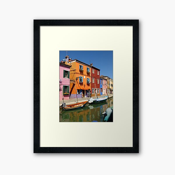 Canal on Burano Island, Venice Lagoon Framed Art Print