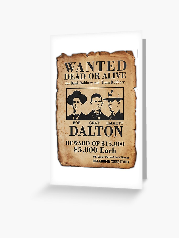 cigarette cards wanted Dalton Gang Wanted Poster