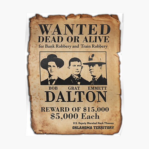 Dalton Gang Wanted Poster Poster