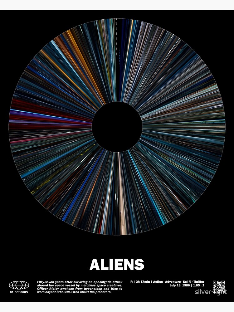 Thumbnail 3 of 3, Canvas Print, minimal_Aliens Warp Barcode Movie designed and sold by silver-light.