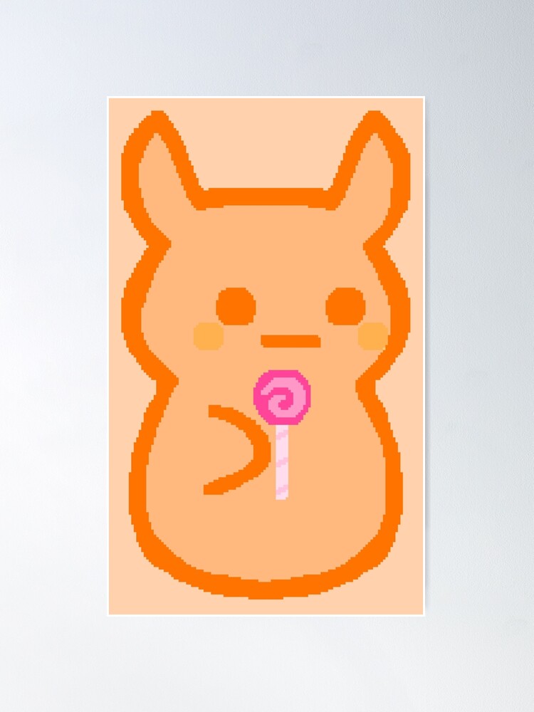 Orange Ascii Bunny with Lollypop Poster for Sale by rin3d