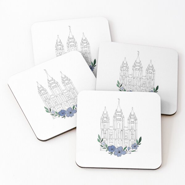 Item preview, Salt Lake City Temple with blue flowers designed and sold by Handdrawnbyzoe.