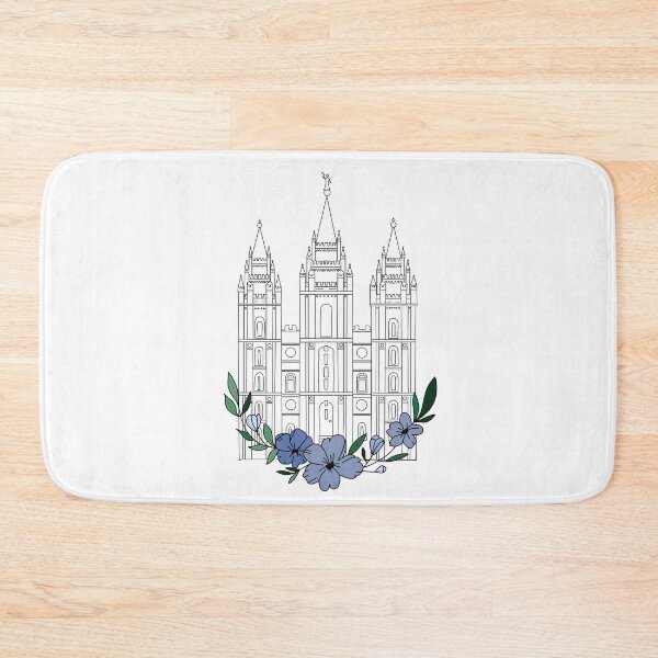 Item preview, Salt Lake City Temple with blue flowers designed and sold by Handdrawnbyzoe.