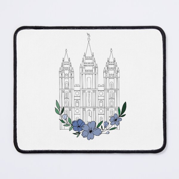 Item preview, Salt Lake City Temple with blue flowers designed and sold by Handdrawnbyzoe.