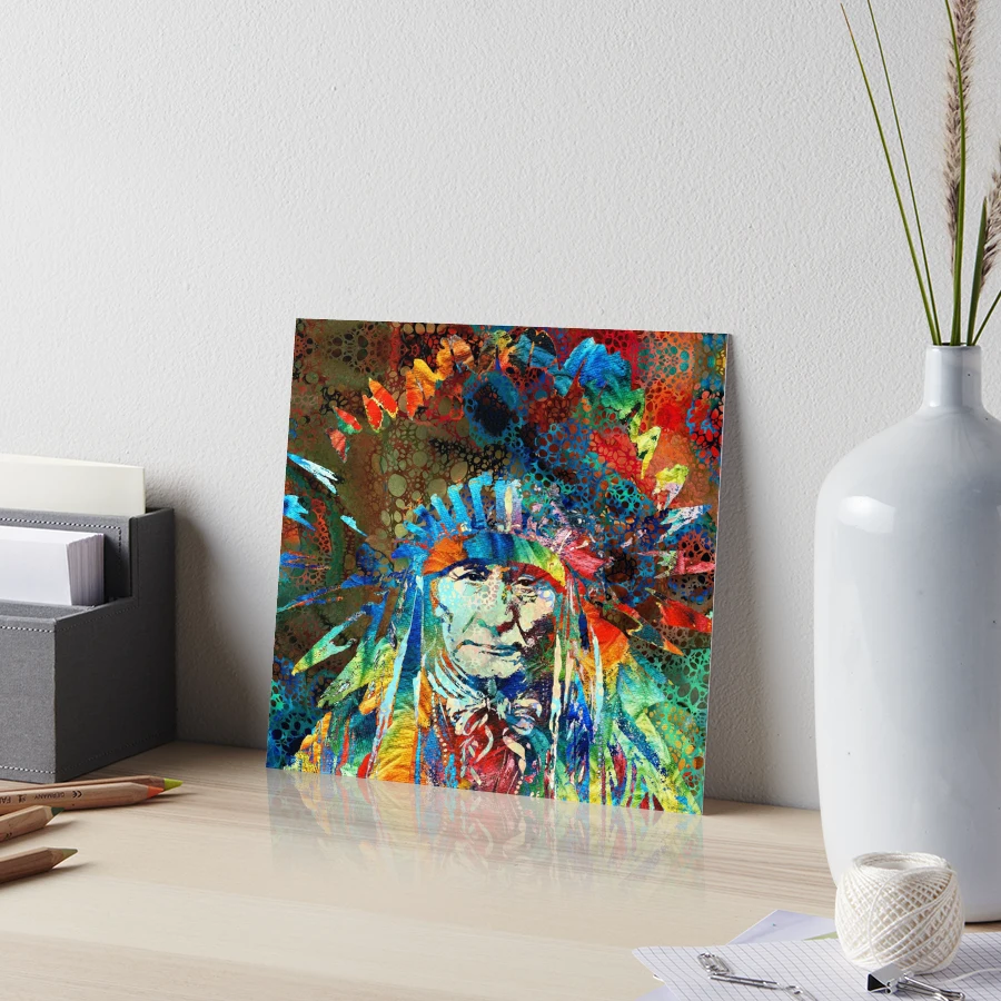 Colorful Native American Chief Art Hidden Gem Art Board Print for