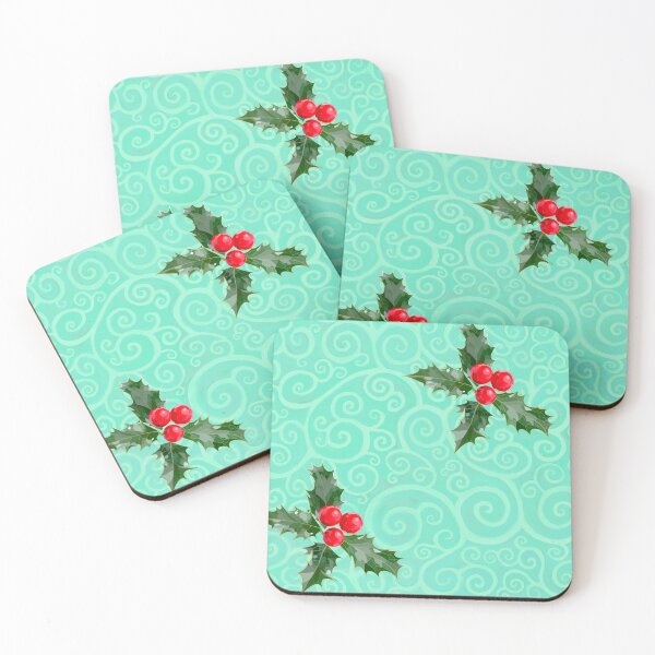Item preview, Mosaic holly on green spirals designed and sold by QuirkyCraftz.