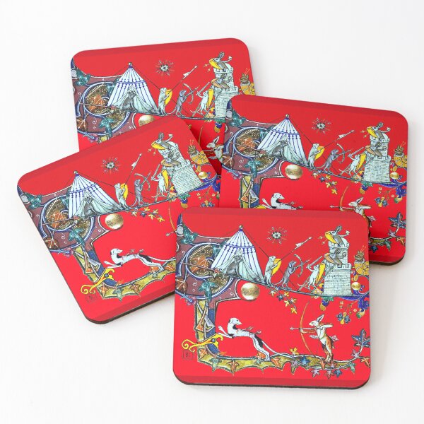 Item preview, WEIRD MEDIEVAL BESTIARY WAR Between Dogs and Killer Rabbits in Red designed and sold by BulganLumini.