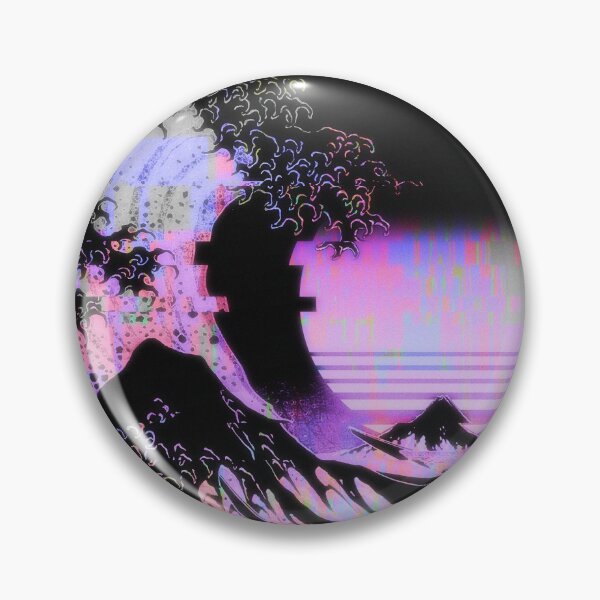 Item preview, Aesthetic Retro Vaporwave Glitch Great Wave off Kanagawa designed and sold by ind3finite.