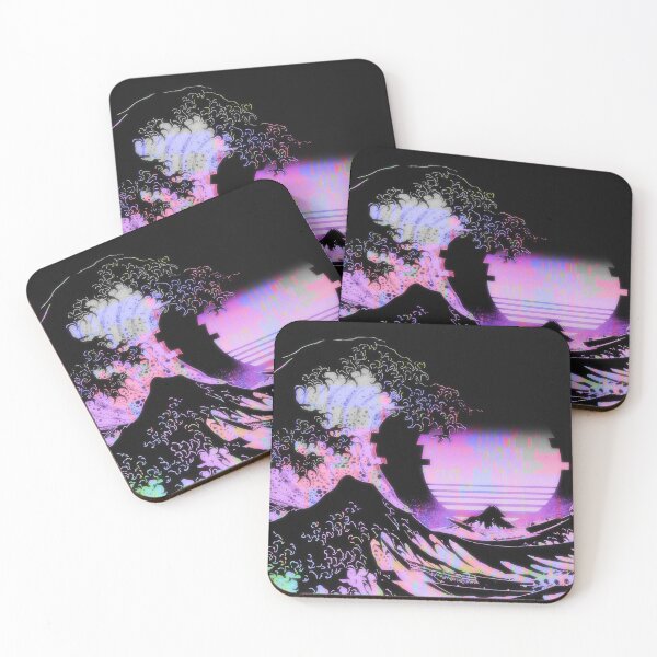 Item preview, Aesthetic Retro Vaporwave Glitch Great Wave off Kanagawa designed and sold by ind3finite.