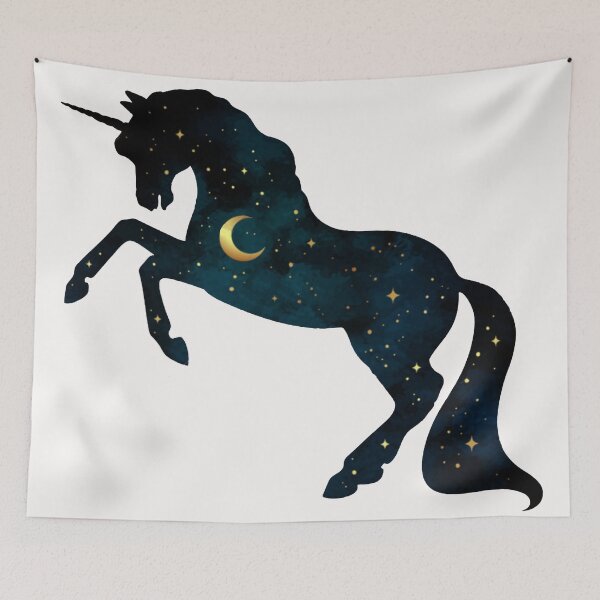 Item preview, Silhouette of Unicorn with Crescent Moon and Stars designed and sold by WearWolfDesigns.