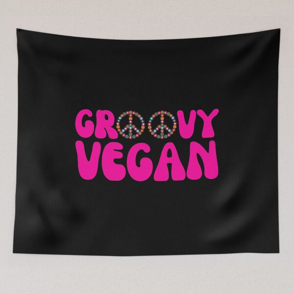 Item preview, Groovy Vegan - Pink Hippy Vintage Peace Sign Print designed and sold by Vegginitup.
