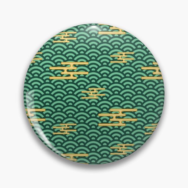 Item preview, Japanese Clouds on Waves - Green with Yellow designed and sold by Sarinilli.
