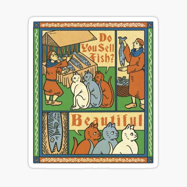 Vista previa del artículo con la obra «Gatos de arte de grabado medieval», diseñado y vendido por Tylernotcreator.