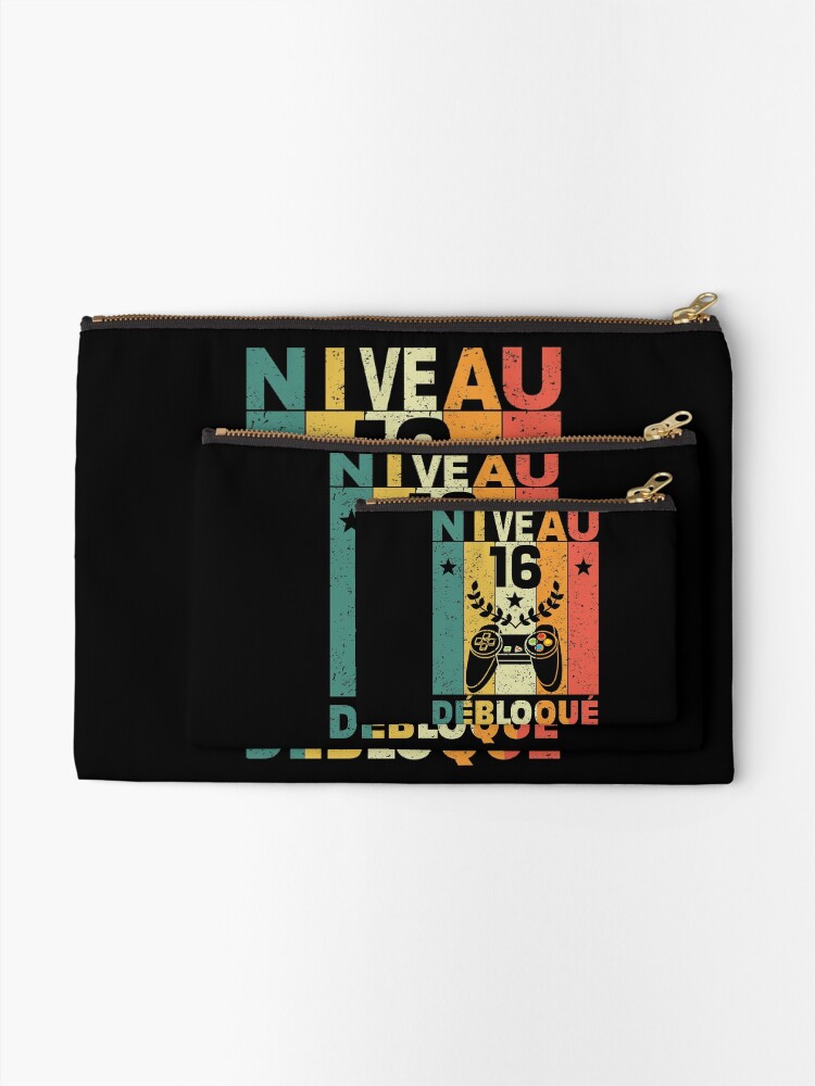 Anniversaire 16 Ans Garcon Fille Idee Cadeau Humour Gamer Niveau 16ans Debloque Cadeau Anniversaire Drole Zipper Pouch By Netber Redbubble