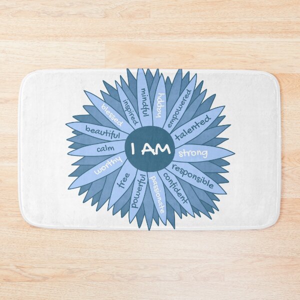 Item preview, I Am Strong Positive Affirmations Blue Flower designed and sold by Always Inspired.