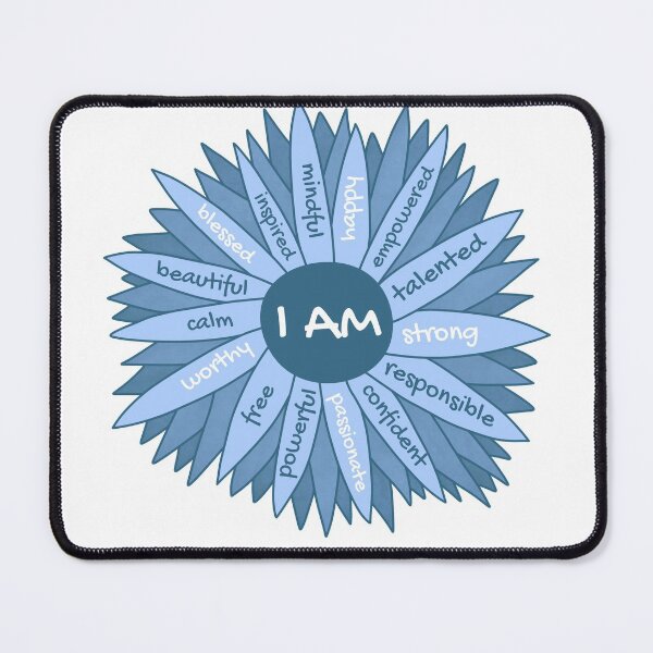 Item preview, I Am Strong Positive Affirmations Blue Flower designed and sold by Always Inspired.