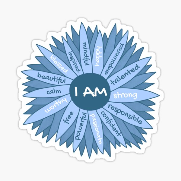 Item preview, I Am Strong Positive Affirmations Blue Flower designed and sold by Always Inspired.