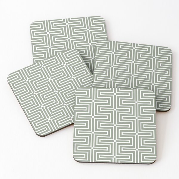 Item preview, Green and White Tessellation Line Pattern 3 Pairs Benjamin Moore 2022 Popular Color High Park 467 - Colour Trends - Shades - Hues designed and sold by ColorOfTheYears.