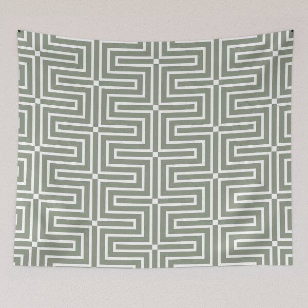 Item preview, Green and White Tessellation Line Pattern 3 Pairs Benjamin Moore 2022 Popular Color High Park 467 - Colour Trends - Shades - Hues designed and sold by ColorOfTheYears.