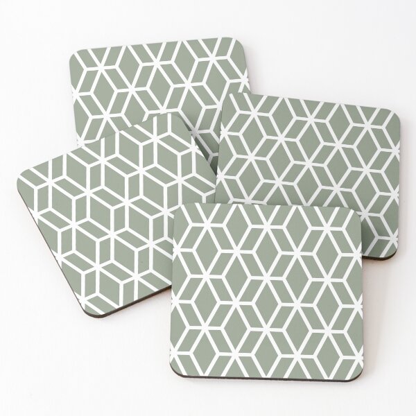 Item preview, Green and White Tessellation Line Pattern 16 Pairs Benjamin Moore 2022 Popular Color High Park 467 - Colour Trends - Shades - Hues designed and sold by ColorOfTheYears.