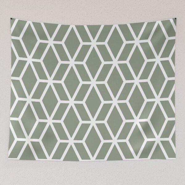 Item preview, Green and White Tessellation Line Pattern 16 Pairs Benjamin Moore 2022 Popular Color High Park 467 - Colour Trends - Shades - Hues designed and sold by ColorOfTheYears.