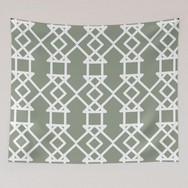 Item preview, Green and White Tessellation Line Pattern 27 Pairs Benjamin Moore 2022 Popular Color High Park 467 - Colour Trends - Shades - Hues designed and sold by ColorOfTheYears.
