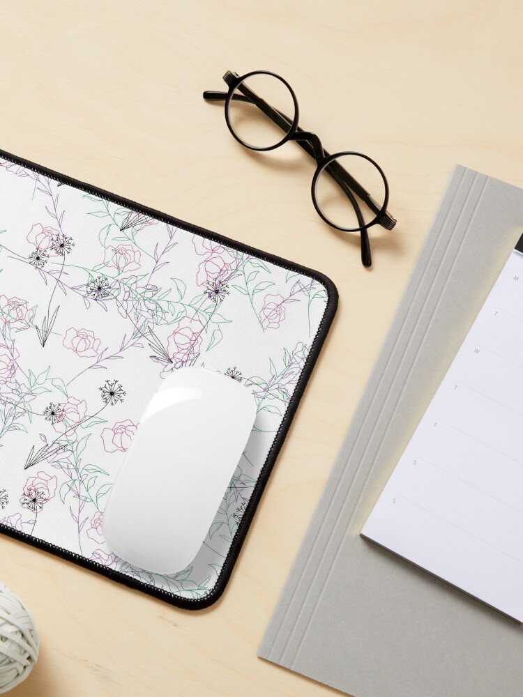 Alternate view of Line Art Floral Pattern Mouse Pad