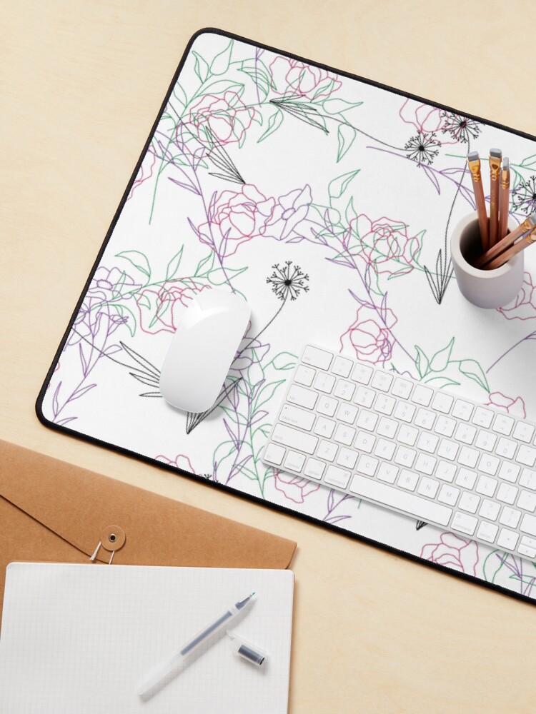Alternate view of Line Art Floral Pattern Mouse Pad