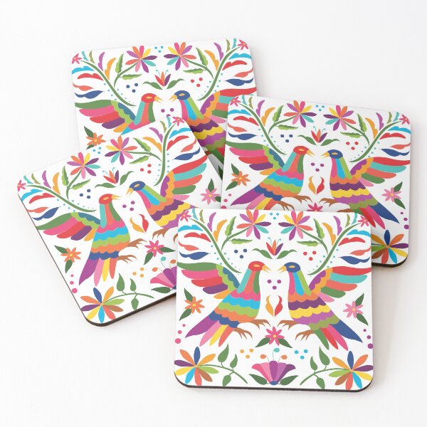 Item preview, Mexican Otomí Couple of Birds Composition / Colorful & happy art by Akbaly designed and sold by Akbaly.