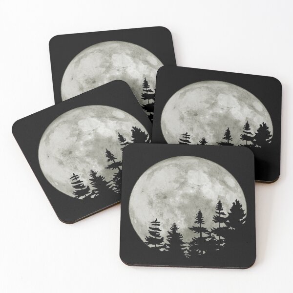 Artikelvorschau, Schönes Vollmond- und Baumkronen-Silhouette-Design für Camper, Wanderer. Sternenhimmel-Design. entworfen und verkauft von SnakeCharm.