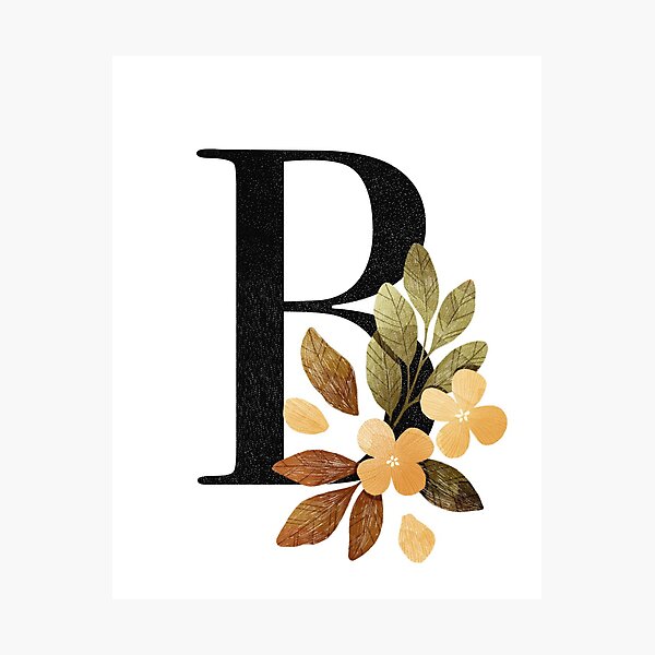 &ldquo;Letter B with flowers and leaves, drawn with pencil and watercolor