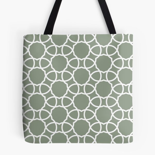 Artikelvorschau, Mid-tone Green and White Petal Shape Tile Pattern Pairs Benjamin Moore 2022 Popular Color High Park 467 - Colour Trends - Shades - Hues entworfen und verkauft von ColorOfTheYears.