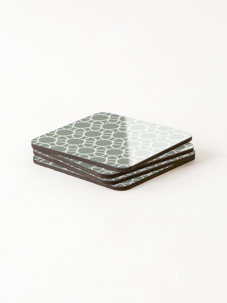 Thumbnail 4 von 5, Untersetzer (4er Set), Mid-tone Green and White Petal Shape Tile Pattern Pairs Benjamin Moore 2022 Popular Color High Park 467 - Colour Trends - Shades - Hues designt und verkauft von ColorOfTheYears.