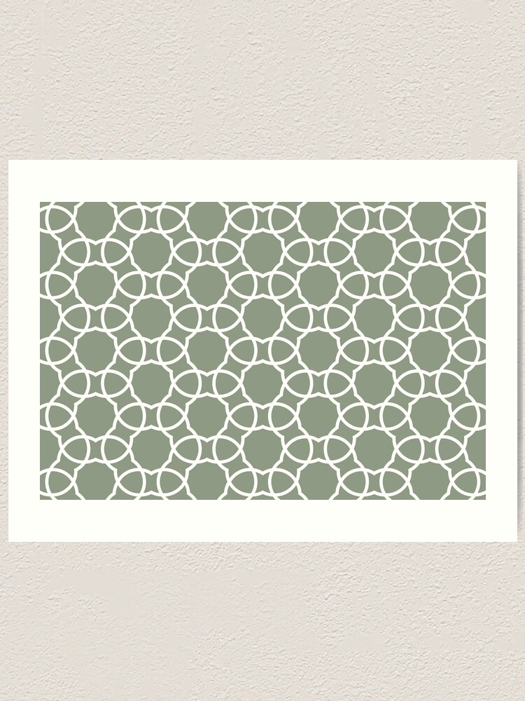 Thumbnail 1 von 3, Kunstdruck, Mid-tone Green and White Petal Shape Tile Pattern Pairs Benjamin Moore 2022 Popular Color High Park 467 - Colour Trends - Shades - Hues designt und verkauft von ColorOfTheYears.