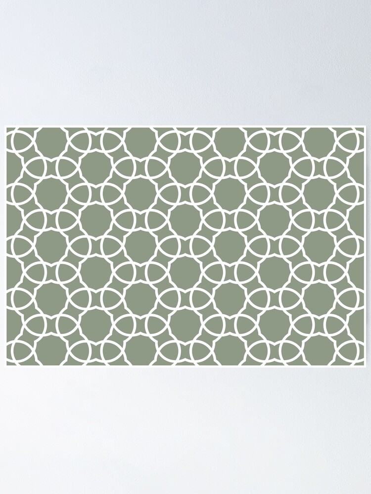 Imagen 1 de 3, Póster con la obra Mid-tone Green and White Petal Shape Tile Pattern Pairs Benjamin Moore 2022 Popular Color High Park 467 - Colour Trends - Shades - Hues, diseñada y vendida por ColorOfTheYears.