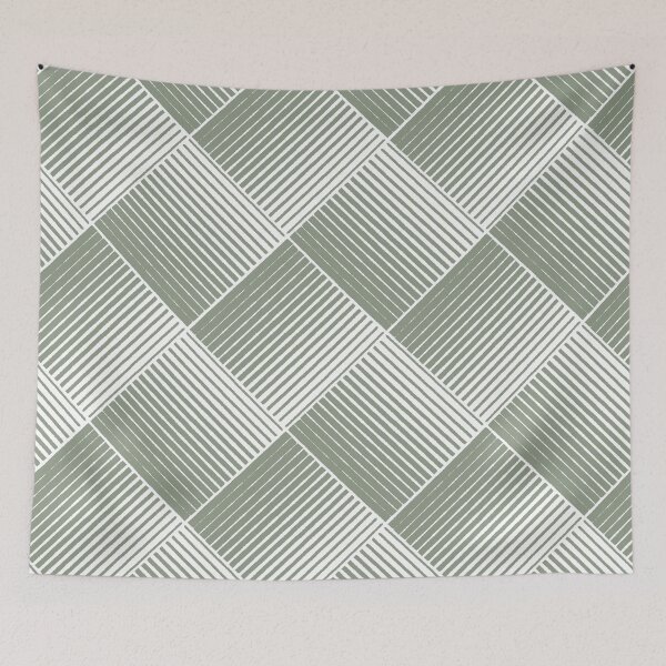 Item preview, Mid-tone Green and White Square Stripe Pattern Pairs Benjamin Moore 2022 Popular Color High Park 467 - Colour Trends - Shades - Hues designed and sold by ColorOfTheYears.