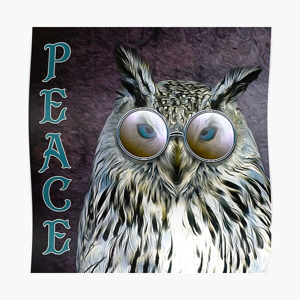 Hippie Peace Owl Poster