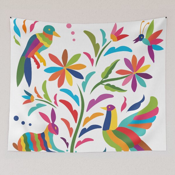 Item preview, Mexican Otomí Flora and Fauna Composition / Colorful & happy art by Akbaly designed and sold by Akbaly.