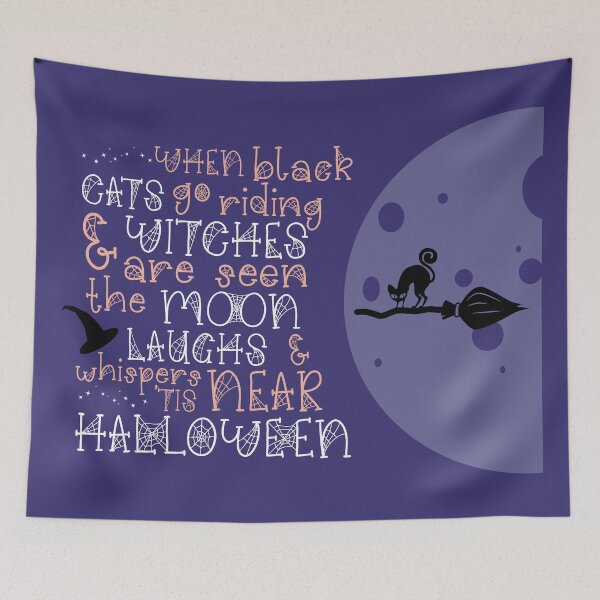 Item preview, When Black Cats Go Riding & Witches Are Seen the Moon Laughs & Whispers 'tis Near Halloween Quote designed and sold by DancingwithInk.