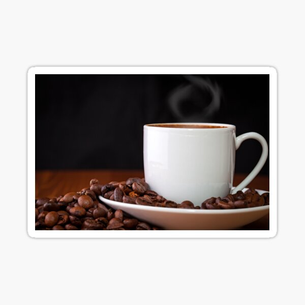 cup of coffee and coffee beans Sticker