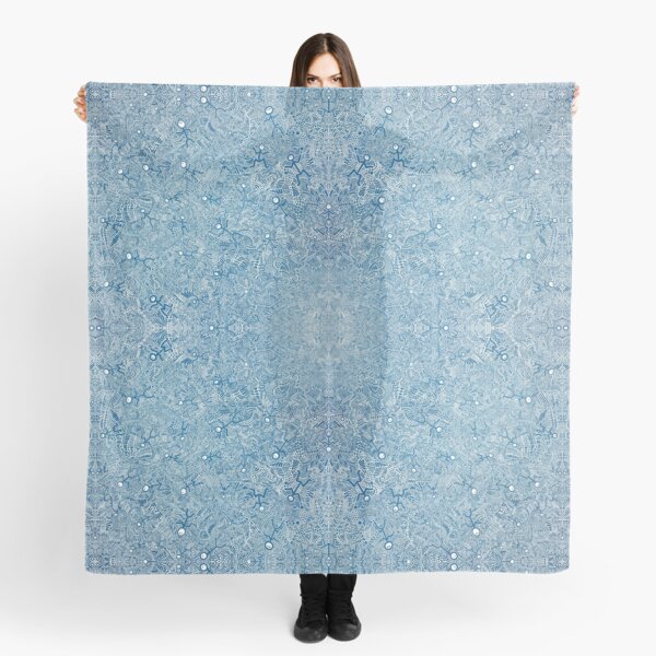 Blue And White Abstract Dancing Men Stick Figure Pattern Scarf