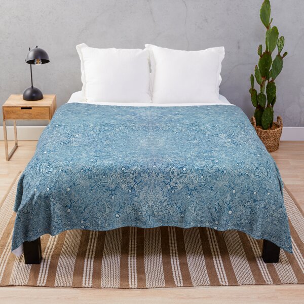Blue And White Abstract Dancing Men Stick Figure Pattern Throw Blanket