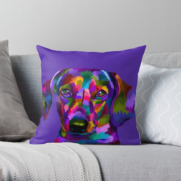 Pop Art Dachshund Portrait Throw Pillow