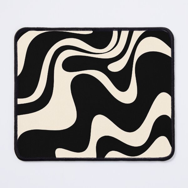 Item preview, Retro Liquid Swirl Abstract Pattern 2 in Black and Almond Cream designed and sold by kierkegaard.