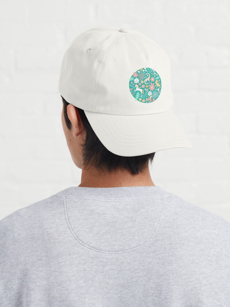 Imagen 4 de 7, Gorra con la obra Dinosaurios + Unicornios en verde azulado, diseñada y vendida por latheandquill.