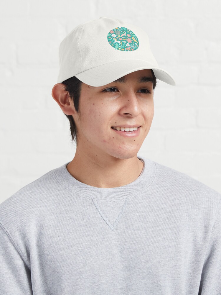 Imagen 3 de 7, Gorra con la obra Dinosaurios + Unicornios en verde azulado, diseñada y vendida por latheandquill.