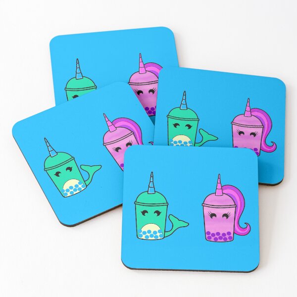 Item preview, Narwhal & Unicorn Boba Bubble Tea Drink Duo designed and sold by KTCreativeSide.