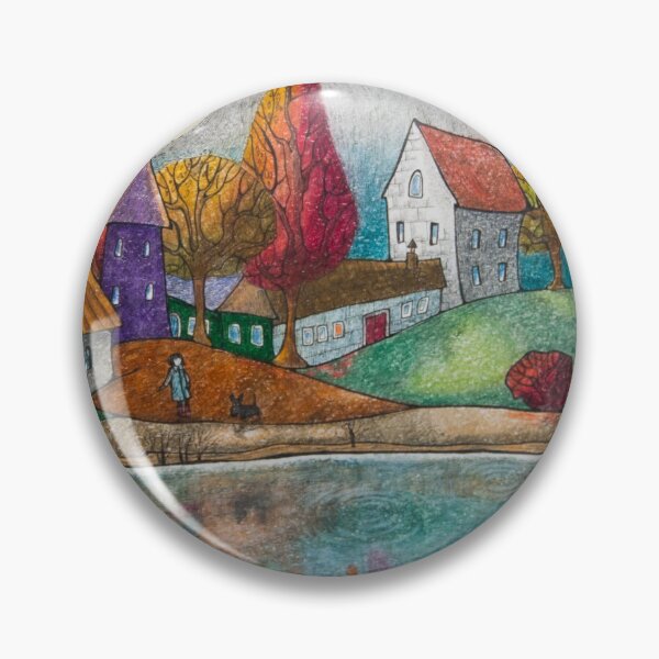 Item preview, October, town, autumn, fall, Scottie, Scottie dog, Scottish terrier, hand painted original design designed and sold by ElenaAdamArt.